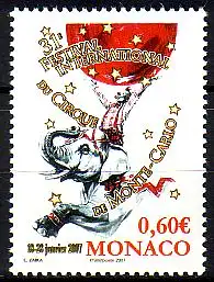 Monaco Mi.Nr. 2823 Int. Zirkusfestival Monte Carlo, Clown auf Elefant (0,60)