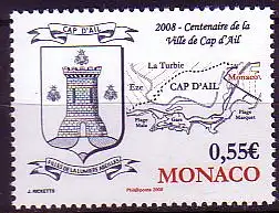 Monaco Mi.Nr. 2887 Franz. Gemeinde Cap d'Ail, Wappen, Kartenskizze (0,55)