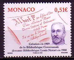 Monaco Mi.Nr. 2935 100 Jahre Louis-Notari-Bücherei (0,51)