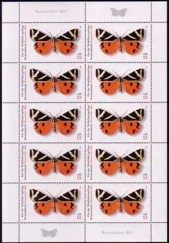 D,Bund Mi.Nr. Klbg.2501 Wohlfahrt 2005 Schmetterlinge Russischer Bär (m.10x2501)