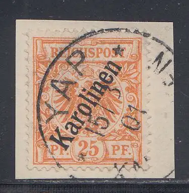 Deutsche Kolonien, Karolinen, MiNr 5II, "Krone/Adler" ,Stempel "YAP", geprüft