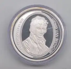 Silber - Medaille Beethoven (Feinsilber 999, ca. 35 mm Durchmesser, ca. 15g)