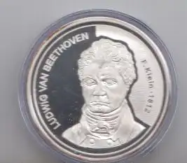 Silber - Medaille Beethoven (Feinsilber 999, ca. 35 mm Durchmesser, ca. 15g)