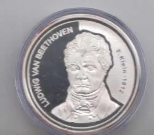 Silber - Medaille Beethoven (Feinsilber 999, ca. 35 mm Durchmesser, ca. 15g)