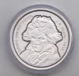 Silber - Medaille Beethoven (Feinsilber 999, ca. 35 mm Durchmesser, ca. 15g)