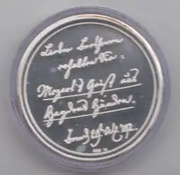 Silber - Medaille Beethoven (Feinsilber 999, ca. 35 mm Durchmesser, ca. 15g)