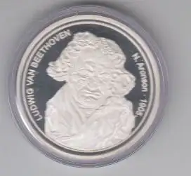 Silber - Medaille Beethoven (Feinsilber 999, ca. 35 mm Durchmesser, ca. 15g)