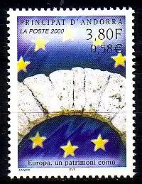 Andorra frz. Mi.Nr. 558 Gemeinsames Erbe Europa, Roman. Torbogen (3,80/0,58)