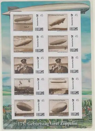 10 Marken Individuell skl., 175 Geburtstag Graf Zeppelin