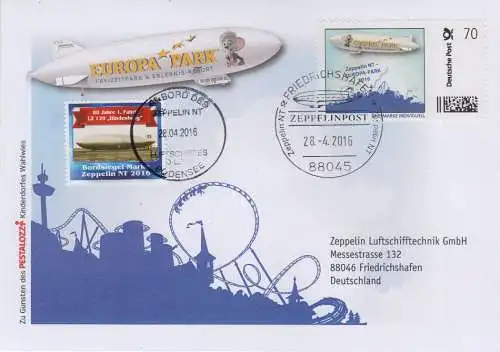 Sonderbeleg Zeppelin NT / Europapark 2016 (Brief mit Marke Individuell)