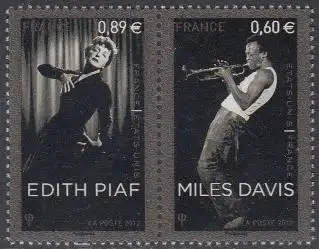 Frankreich MiNr. Zdr.5401+5400 Musik, Edith Piaf, Miles Davis