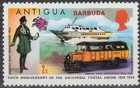 Barbuda Mi.Nr. 152 100J. UPU, Tragflügelboot, Postomnibus (2)