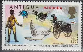 Barbuda Mi.Nr. 154 100J. UPU, jap. Postbeförderung 19.Jh., Briefaube (20)