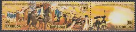 Barbuda Mi.Nr. Zdr.252/54 200J. Unabh.d.USA, Schlacht b.Princeton (3er-Streifen)