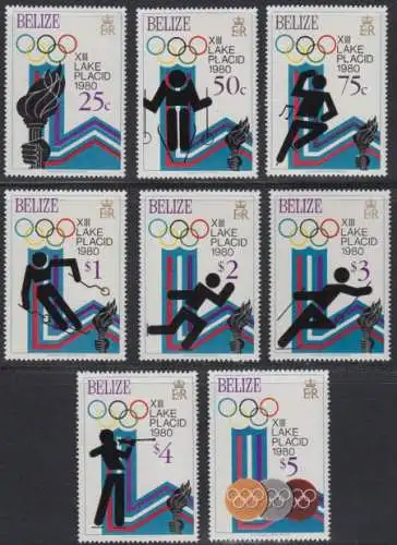 Belize Mi.Nr. 443-50A Olympische Winterspiele Lake Placid 1980 (8 Werte)