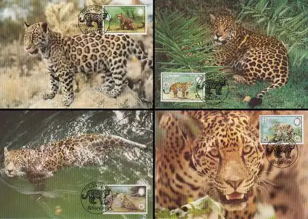 Belize Mi.Nr. 719-22 Weltweiter Naturschutz, Jaguar (4 Maximumkarten)