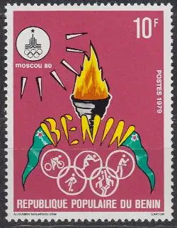 Benin Mi.Nr. 189 Olympische Sommerspiele Moskau 1980, Flamme, Piktogramme (10)