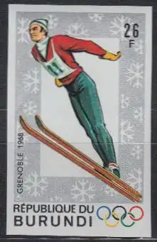 Burundi Mi.Nr. 390B Olympia 1968 Grenoble, Skispringen, ungezähnt (26)