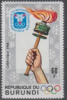 Burundi Mi.Nr. 392A Olympia 1968 Grenoble, Olympische Fackel, gezähnt (60)