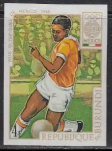 Burundi Mi.Nr. 446B Olympia 1968 Mexiko, Fußball, ungezähnt (4)