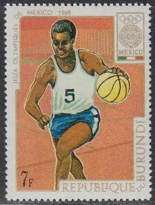 Burundi Mi.Nr. 447A Olympia 1968 Mexiko, Basketball, gezähnt (7)