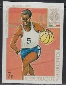 Burundi Mi.Nr. 447B Olympia 1968 Mexiko, Basketball, ungezähnt (7)