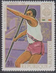 Burundi Mi.Nr. 450A Olympia 1968 Mexiko, Speerwurf, gezähnt (40)