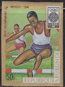 Burundi Mi.Nr. 454B Olympia 1968 Mexiko, Hürdenlauf, ungezähnt (50)