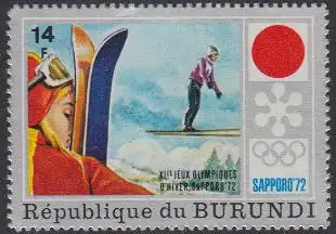 Burundi Mi.Nr. 847A Olympia 1972 Sapporo, Skispringen, gezähnt (14)