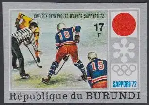 Burundi Mi.Nr. 848B Olympia 1972 Sapporo, Eishockey, ungezähnt (17)