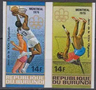 Burundi Mi.Nr. Zdr.1263-64B Olympia 1976, Basketball Stabhochsprung, ungezähnt