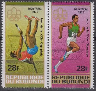 Burundi Mi.Nr. Zdr.1267-68A Olympia 1976 Montreal, Stabhochsprung Sprint, gez.