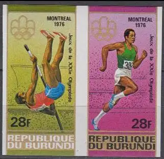 Burundi Mi.Nr. Zdr.1267-68B Olympia 1976 Montreal, Stabhochsprung Sprint, ungez.