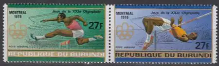 Burundi Mi.Nr. Zdr.1271-72A Olympia 1976 Montreal, Hürdenlauf Hochsprung, gez.