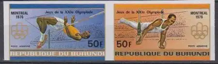 Burundi Mi.Nr. Zdr.1275-76B Olympia 1976 Montreal, Hochsprung Turnen, ungezähnt