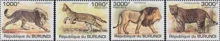 Burundi Mi.Nr. 2022-25 Katzenarten, Gepal, Serval, Löwe, Leopard (4 Werte)