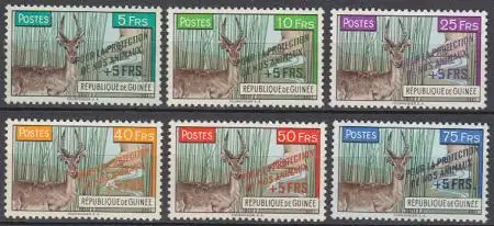 Guinea Mi.Nr. 86-91 Tierschutz, MiNr. 71-76 - Riedbock mit Aufdruck (6 Werte)