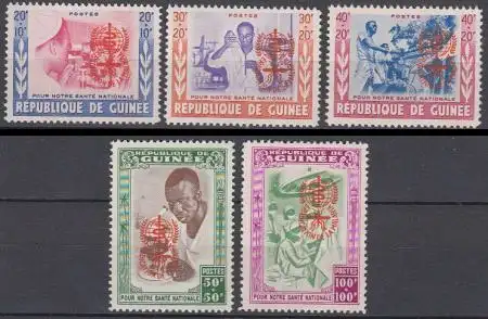 Guinea Mi.Nr. 95-99b Kampf der WHO gegen Malaria, MiNr.37-41 m.ora.Aufdr. (5 W.)