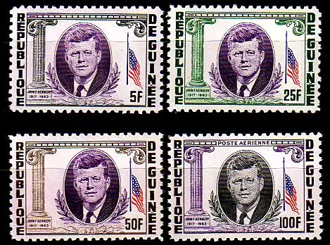 Guinea Mi.Nr. 226-229A John F. Kennedy, 1. Todestag, am. Flagge (4 Werte)