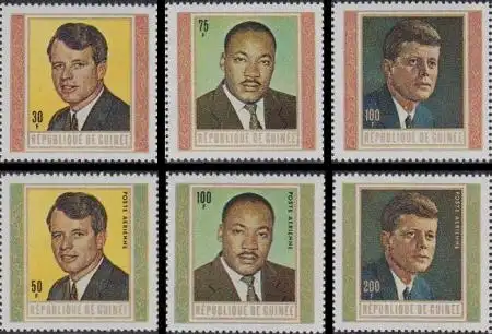 Guinea Mi.Nr. 506-11A Robert F.Kennedy, M.Luther King, John F. Kennedy (6 Werte)