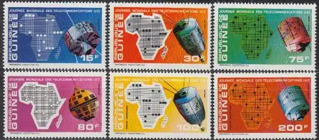 Guinea Mi.Nr. 622-27A Weltfernmeldetag, Satelliten (6 Werte)