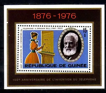 Guinea Mi.Nr. Block 47A 100 Jahre Telefon, A. G. Bell, Fräulein vom Amt