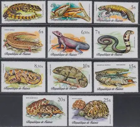 Guinea Mi.Nr. 782-92A Reptilien und Amphibien (11 Werte)