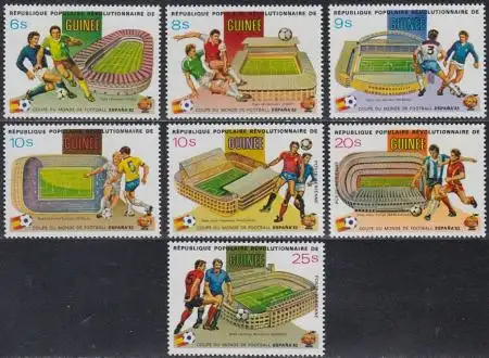 Guinea Mi.Nr. 913-19A Fußball-WM 1982 in Spanien, Stadion+Spielszenen (7 Werte)