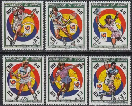 Guinea Mi.Nr. 1180-85A Olympia 1988 Seoul, Tennis (6 Werte)