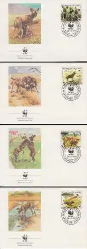 Guinea Mi.Nr. 1194-97A Weltweiter Naturschutz Afrik. Wildhunde (4 Briefe)