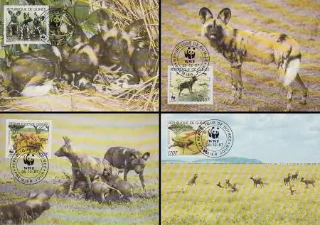 Guinea Mi.Nr. 1194-97A Weltweiter Naturschutz Afrik. Wildhunde (4 Karten)