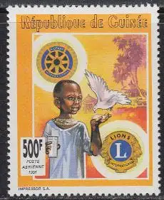 Guinea Mi.Nr. 1347A Kind, Lions- u. Rotary-Embleme, Taube (500)