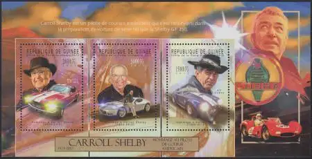 Guinea Mi.Nr. Klbg.9356-58 Carroll Shelby, amerikanischer Rennfahrer