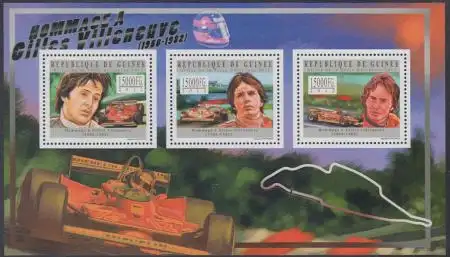 Guinea Mi.Nr. Klbg.9412-14 30.Todestag Gilles Villeneuve, kanadischer Rennfahrer